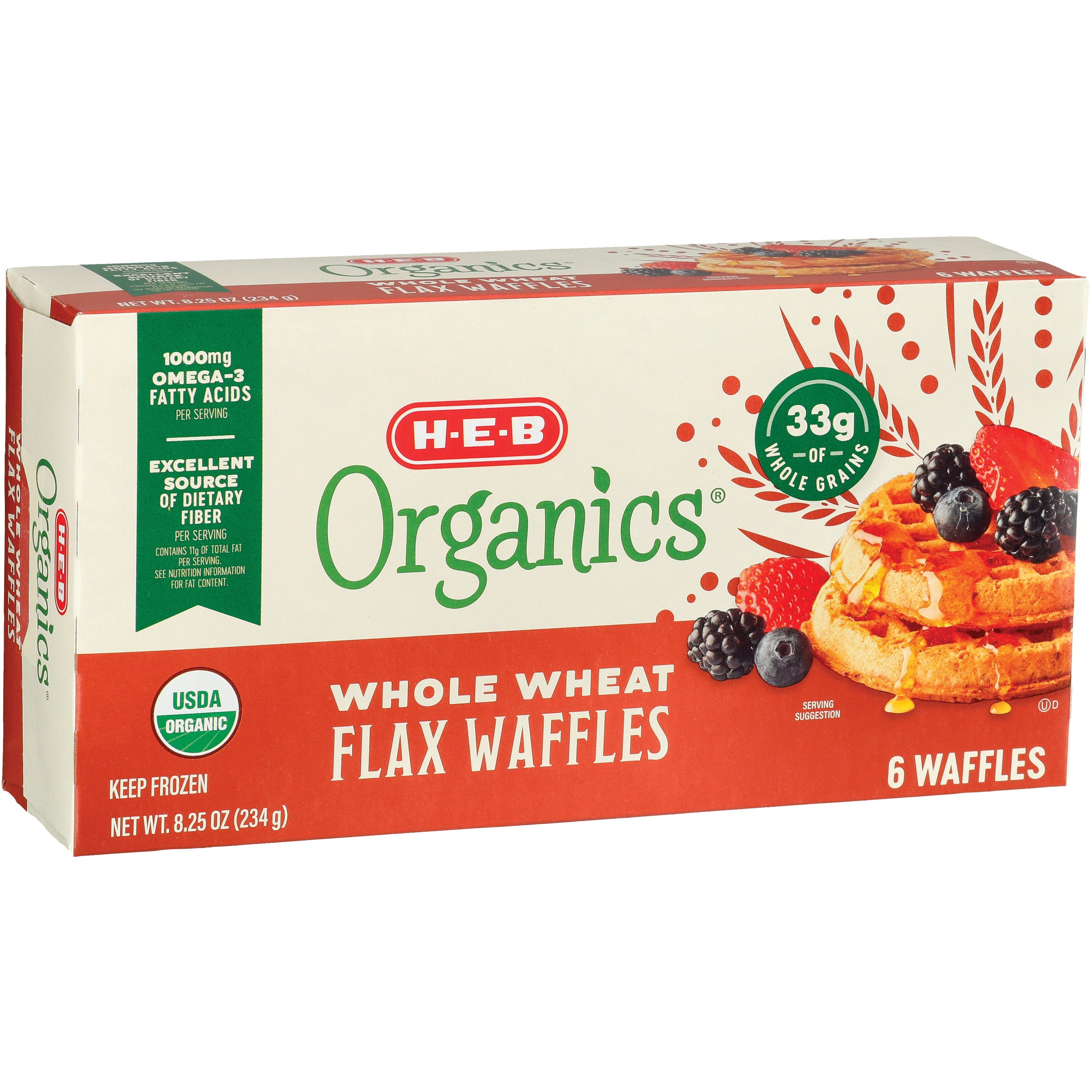 H-E-B Organics Frozen Waffles - Whole Wheat Flax - Shop Entrees & Sides ...