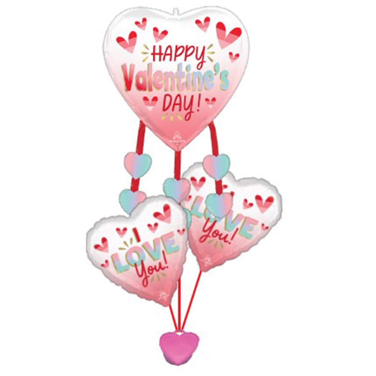 BLOOMS by HEB Valentine's Day Ombre Foil Helium Balloon Bouquet