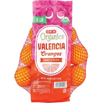 H-E-B Organics Valencia Oranges, 3 lb bag