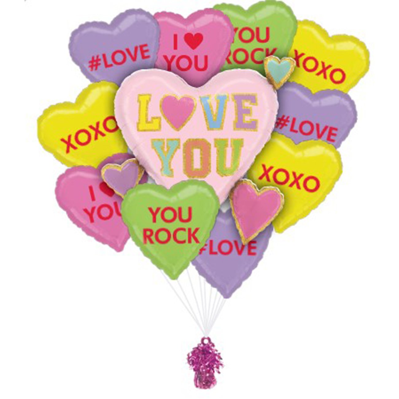 BLOOMS by H-E-B Valentine's Day Conversation Hearts Helium Balloon ...