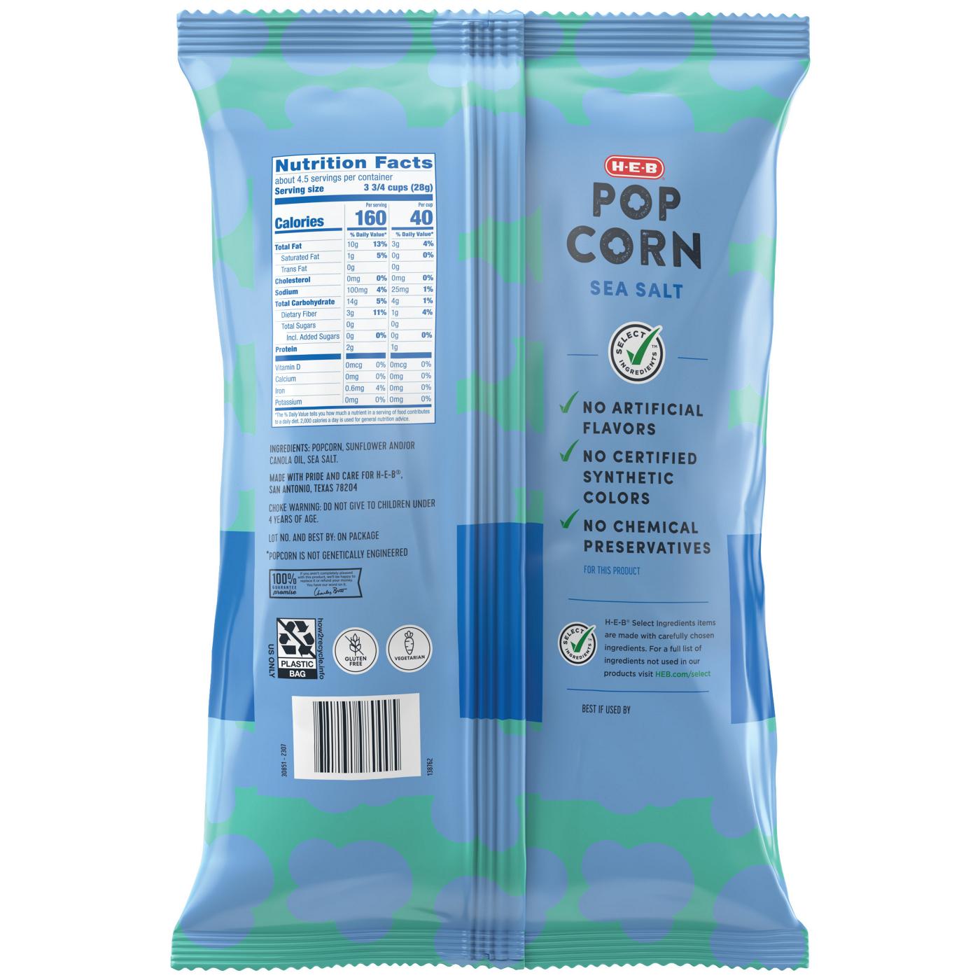 H-E-B Popcorn - Sea Salt; image 2 of 2