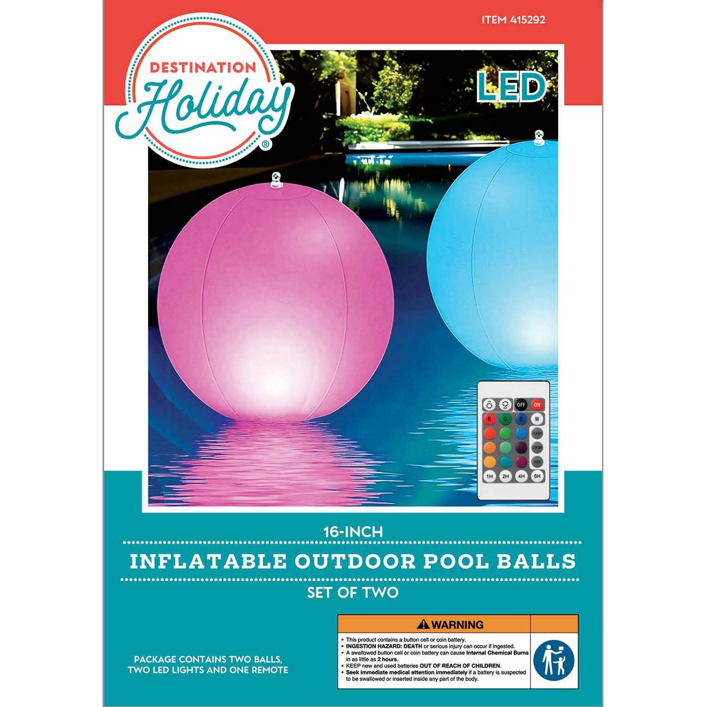 Destination Holiday  Inflatable Outdoor LED Pool Ball Lights; image 1 of 4