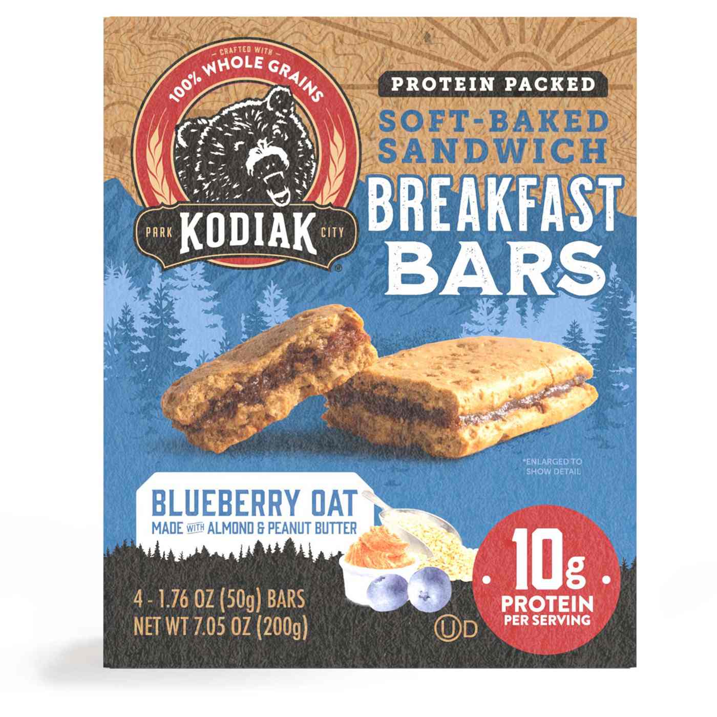 Kodiak Cakes 10g Protein Soft Baked Sandwich Breakfast Bars Blueberry