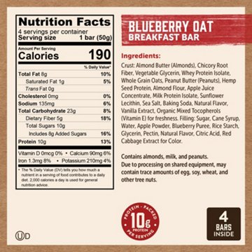 Kodiak 10g Protein Soft Baked Sandwich Breakfast Bars - Blueberry Oat