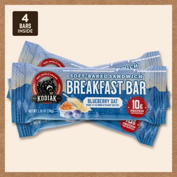 Kodiak 10g Protein Soft Baked Sandwich Breakfast Bars - Blueberry Oat