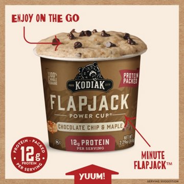 Kodiak 12g Protein Flapjack Power Cup - Chocolate Chip & Maple, 2.29 oz