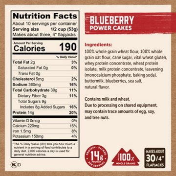 Kodiak 14g Protein Power Cakes Flapjack & Waffle Mix - Blueberry, 18 oz