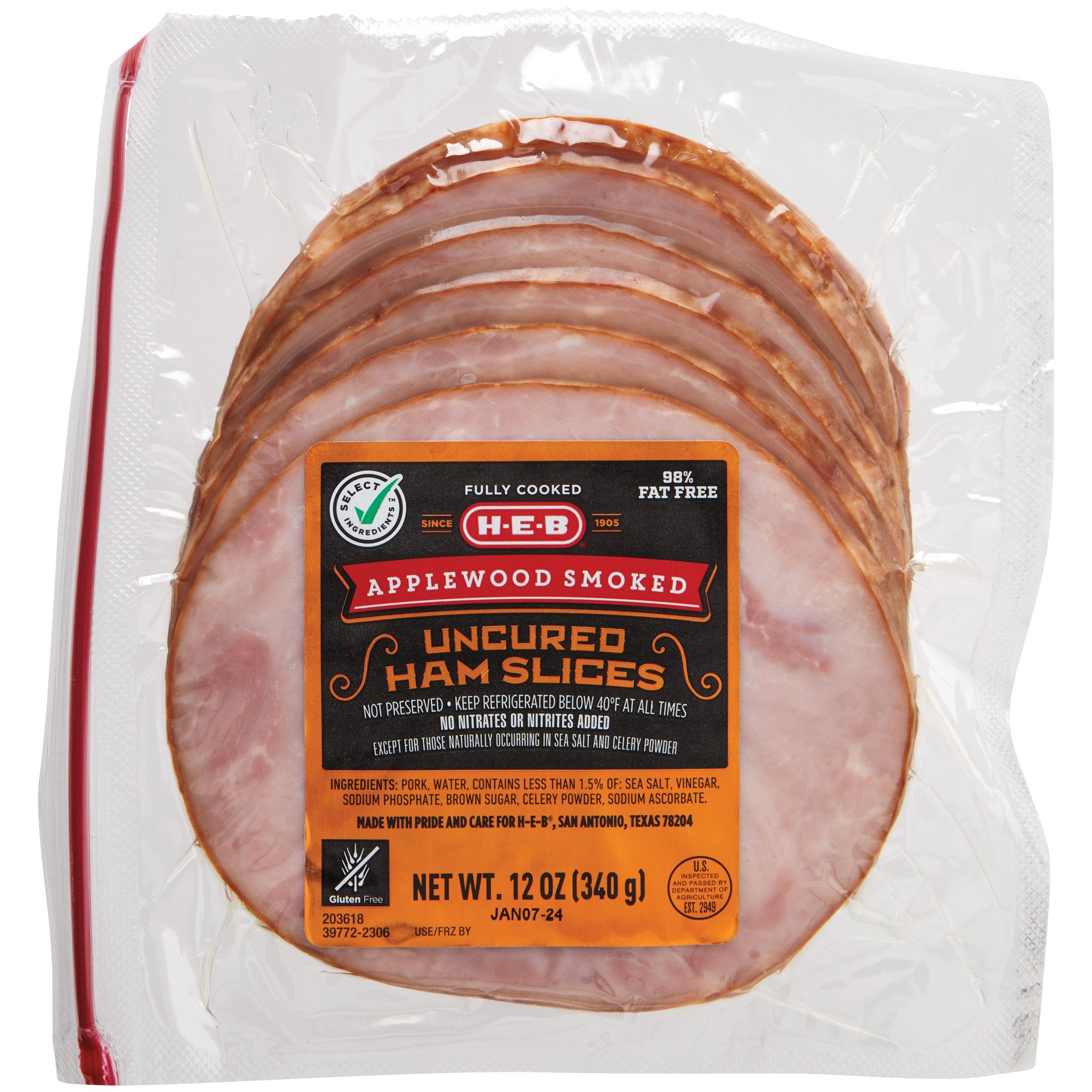 H-E-B Applewood Smoked Uncured Ham Slices - Shop Pork at H-E-B