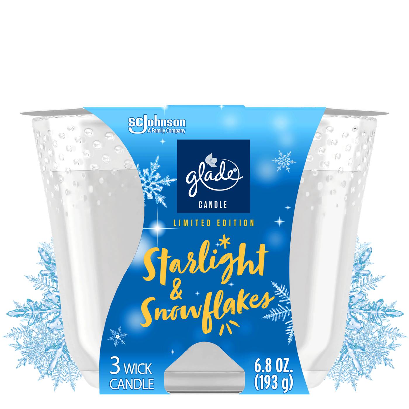 Glade Starlight & Snowflakes 3 Wick Candle; image 2 of 3