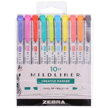 Zebra Mildliner Double Ended Creative Markers - Assorted Ink, 10 pk