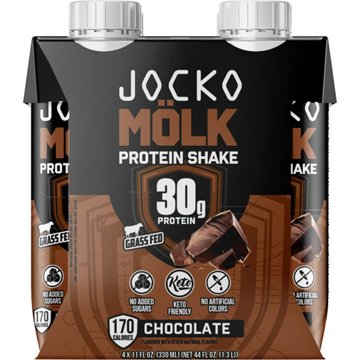 Jocko Fuel Mölk 30g Protein Shakes 11 oz Bottles - Chocolate, 4 ct