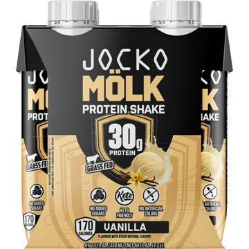 Jocko Fuel Mölk 30g Protein Shakes 11 oz Bottles - Vanilla, 4 ct