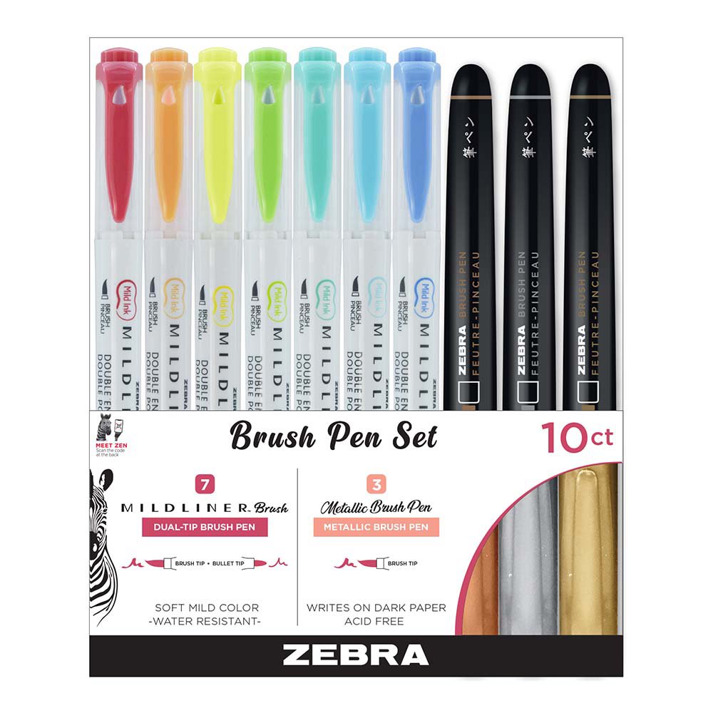 Zebra Mildliner Brush Pen Set Shop Markers at HEB