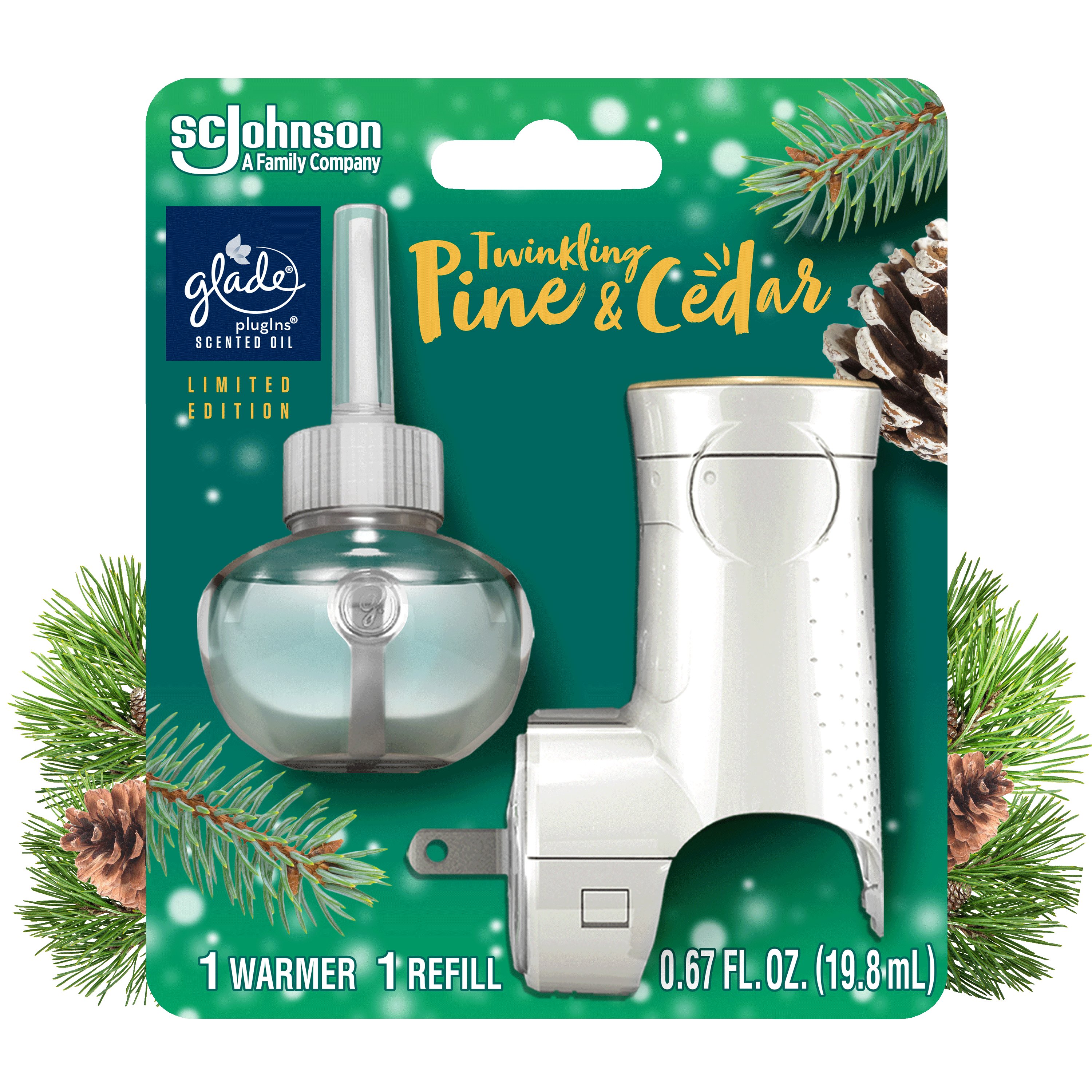 Glade PlugIns Warmer & Scented Oil Refill Twinkling Pine & Cedar