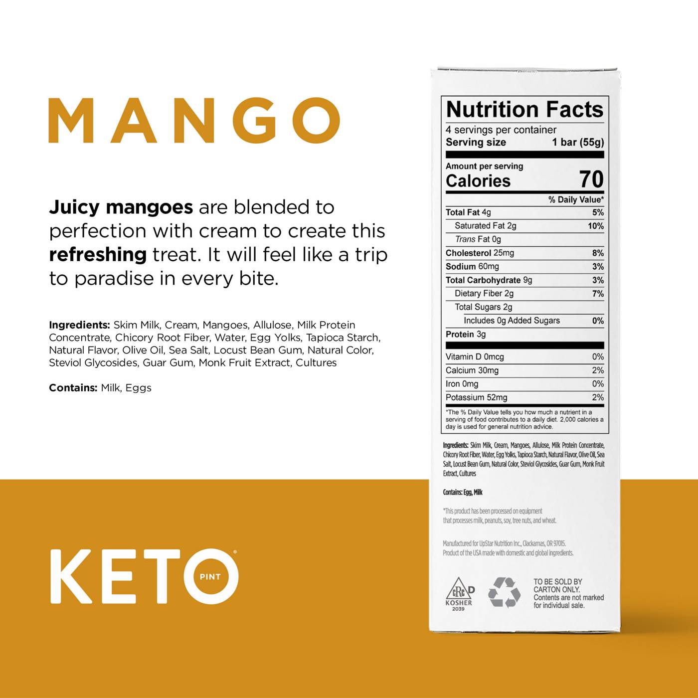 Keto Pint Zero Added Sugar Mango Cream Bars; image 3 of 3