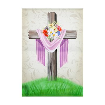 Evergreen Cross Suede Garden Flag, 12.5" x 18"