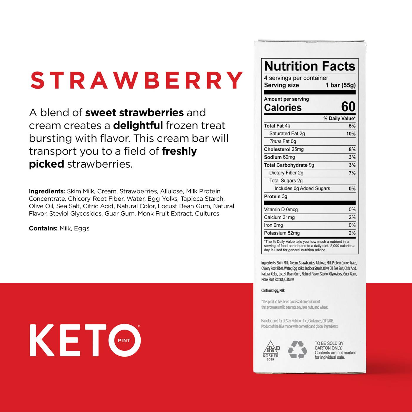 Keto Pint Zero Added Sugar Strawberry Cream Bars; image 5 of 5