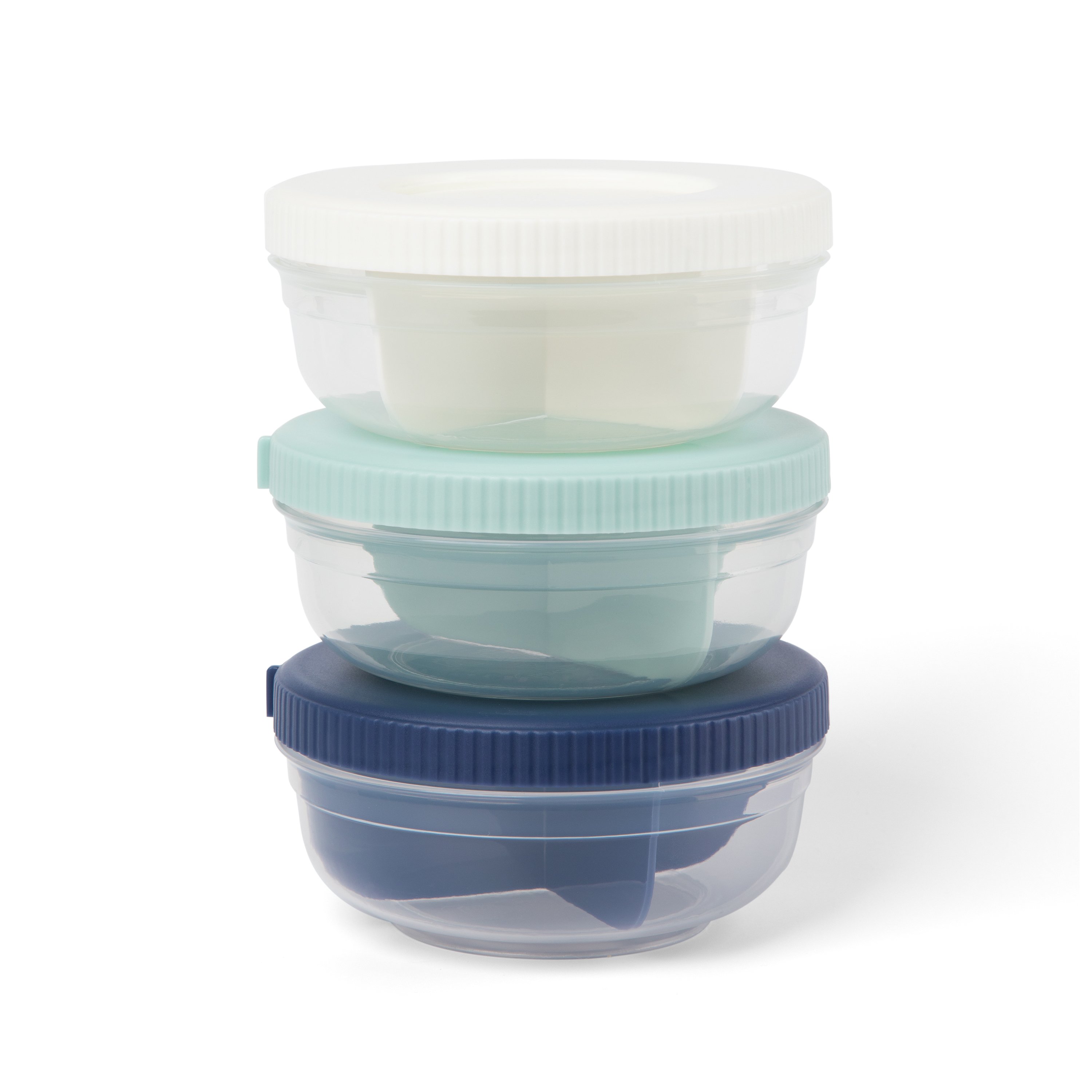 SHAKESPHERE Stackable Snack Containers, Organizer Carrier for Food, Protein  Powders, Nuts & Supplements - 3 Leakproof, Twist Lock Holder - Cyan Blue