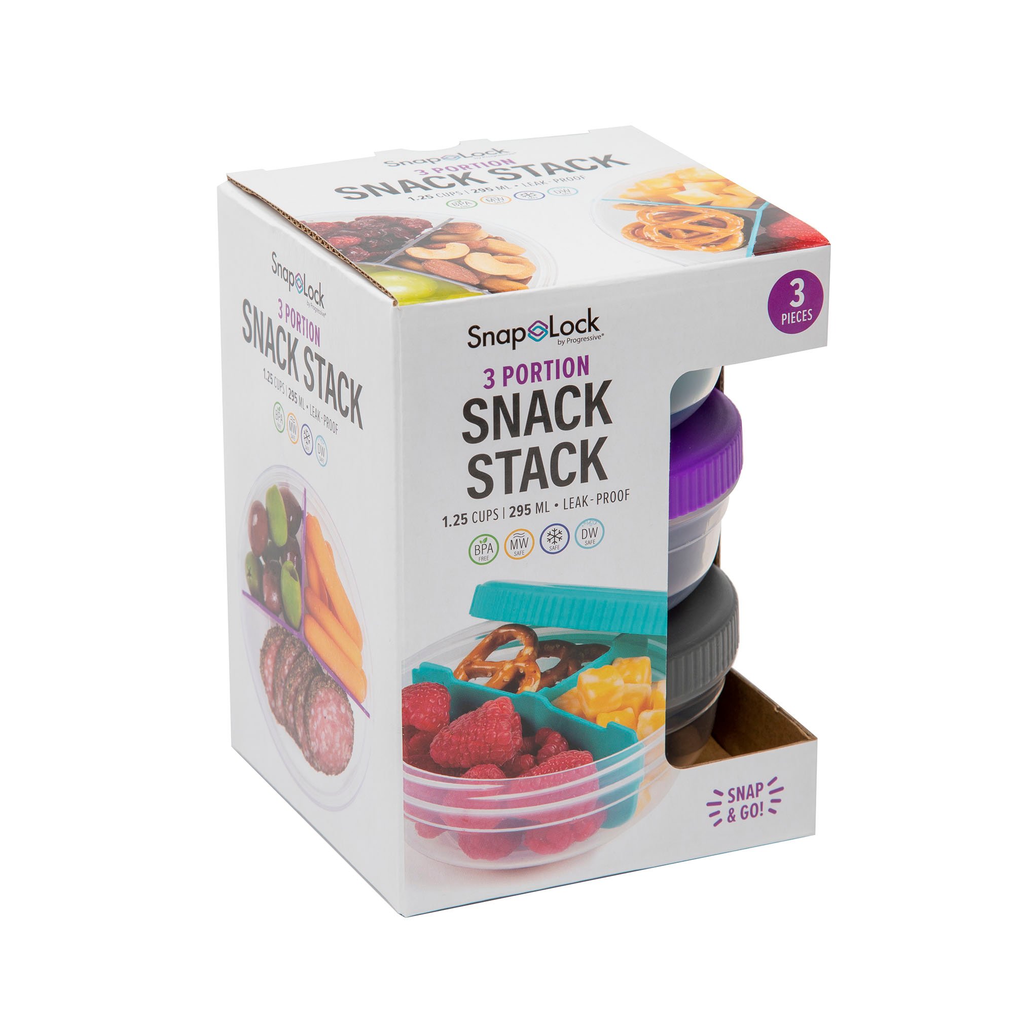 SHAKESPHERE 3 Stackable Snack Containers, Protein Powders, Nuts &  Supplements