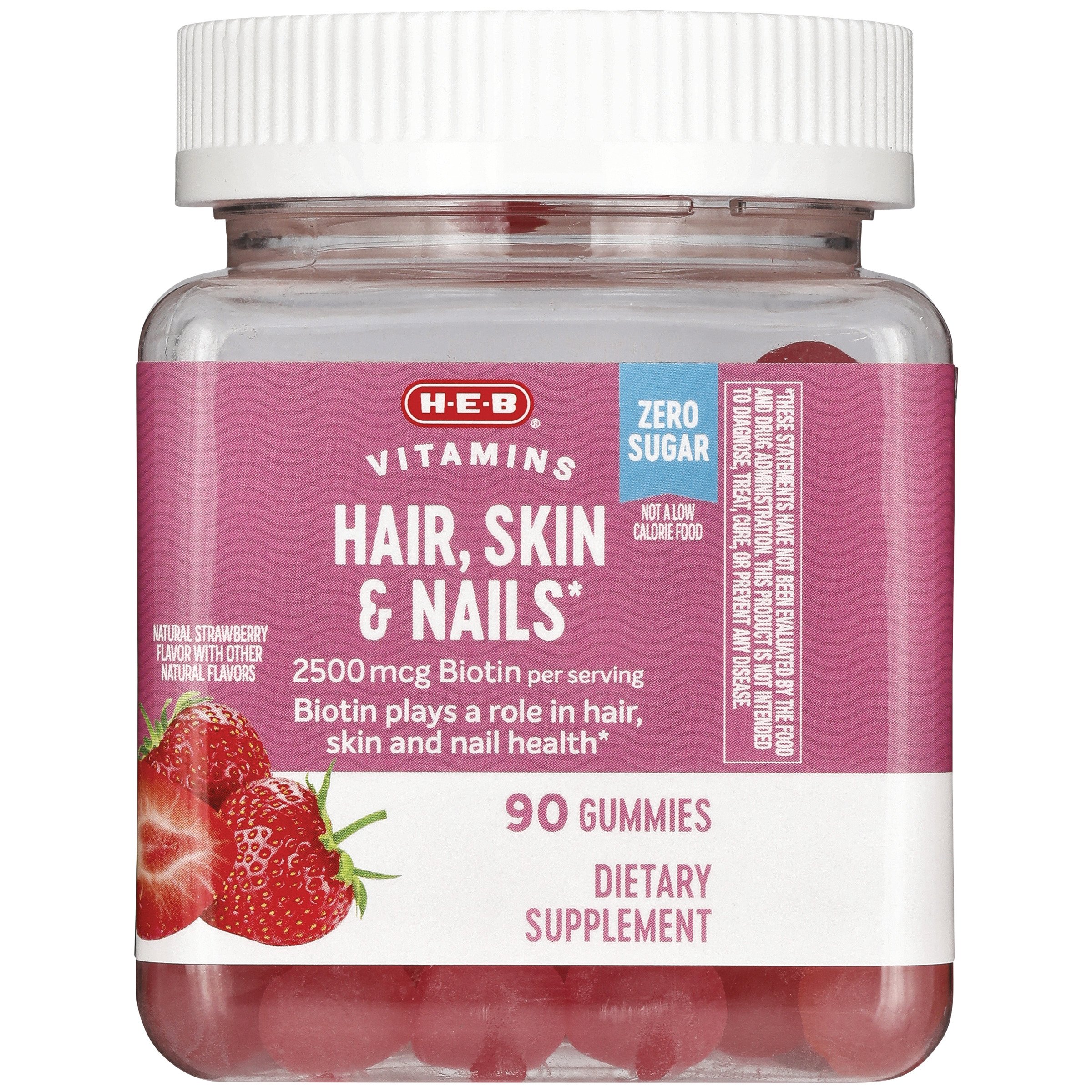 H-E-B Vitamins Zero Sugar Hair Skin & Nail Biotin Gummies - Shop ...