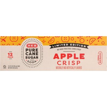 H-E-B Apple Crisp Soda 12 pk Cans - Pure Cane Sugar