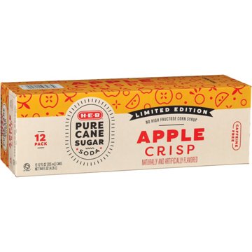 H-E-B Apple Crisp Soda 12 pk Cans - Pure Cane Sugar