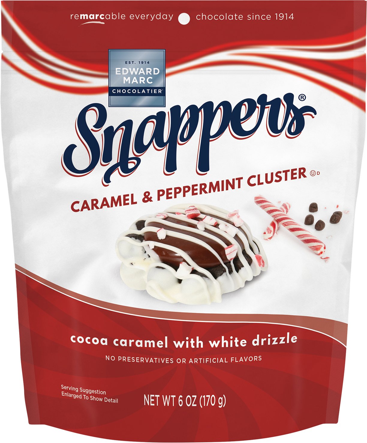 Edward Marc Chocolatier Caramel & Peppermint Cluster Snappers, 6