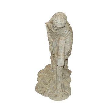 Athens Stonecasting Kneeling Soldier at Cross Concrete Statue, 22" x 11" x 20"