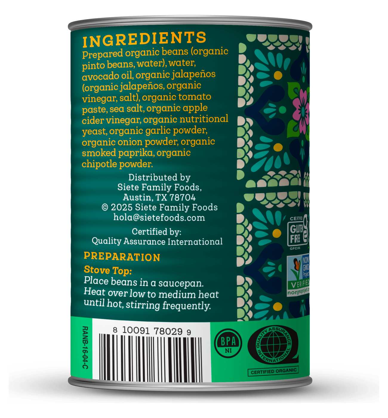 Siete Vegan Refried Ranchero Beans; image 2 of 5