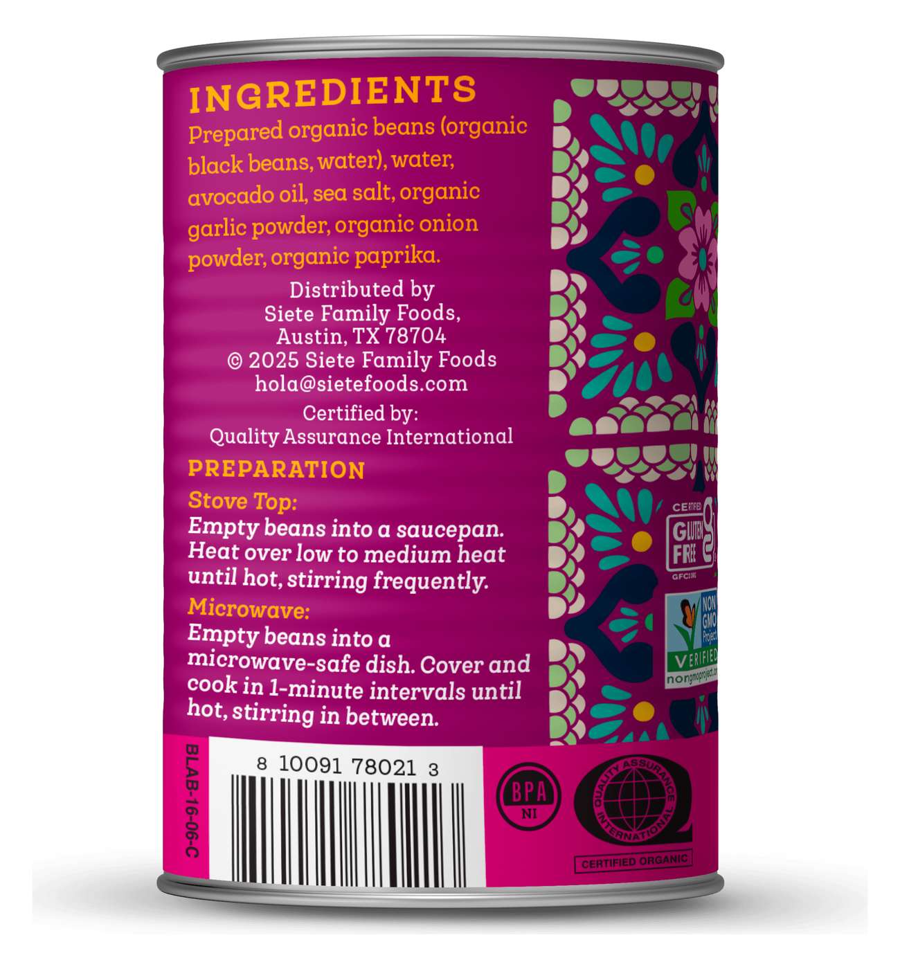 Siete Vegan Refried Black Beans; image 2 of 7