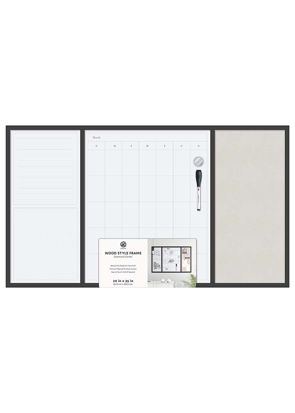 U Brands Wood Frame Dry Erase Command Center; image 1 of 2