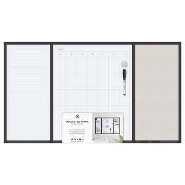 U Brands Wood Frame Dry Erase Command Center, 20" x 35"