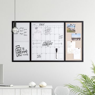 U Brands Wood Frame Dry Erase Command Center, 20" x 35"