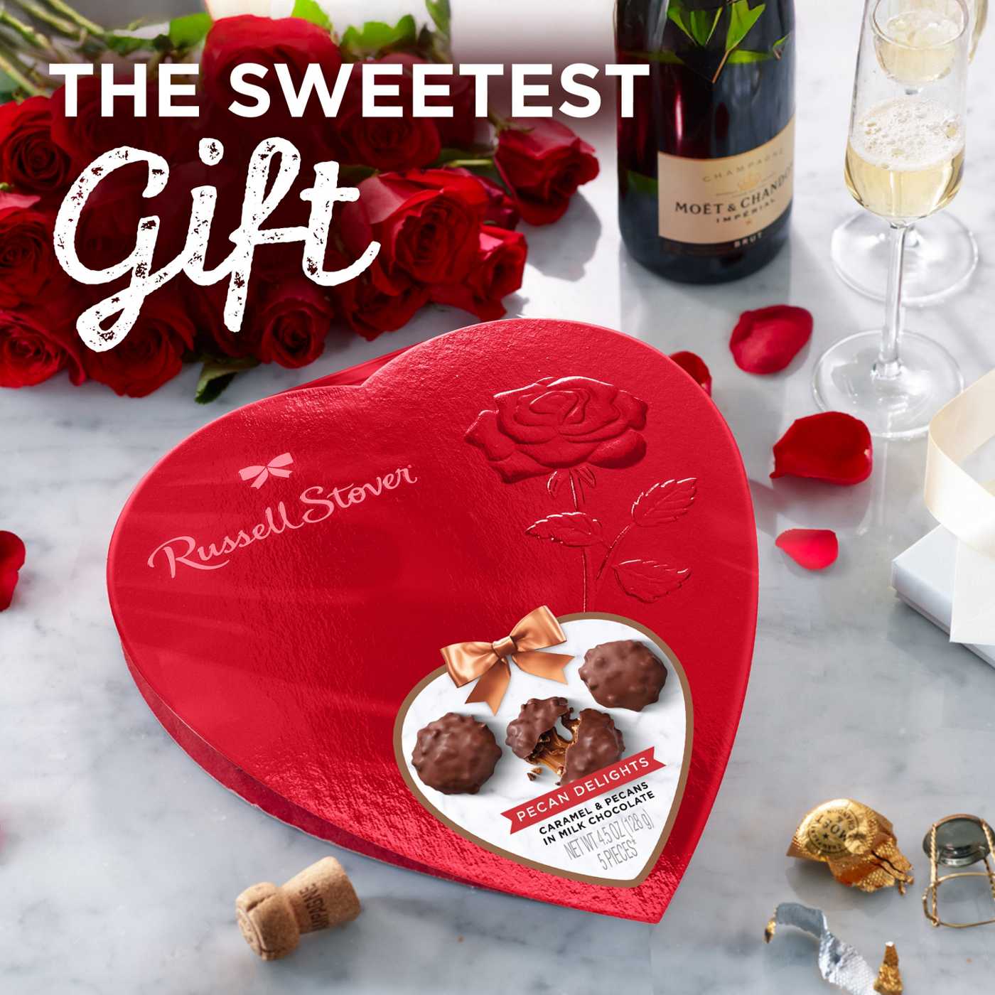 Russell Stover Pecan Delights Red Foil Valentine's Heart Gift Box, 5 pc; image 2 of 7