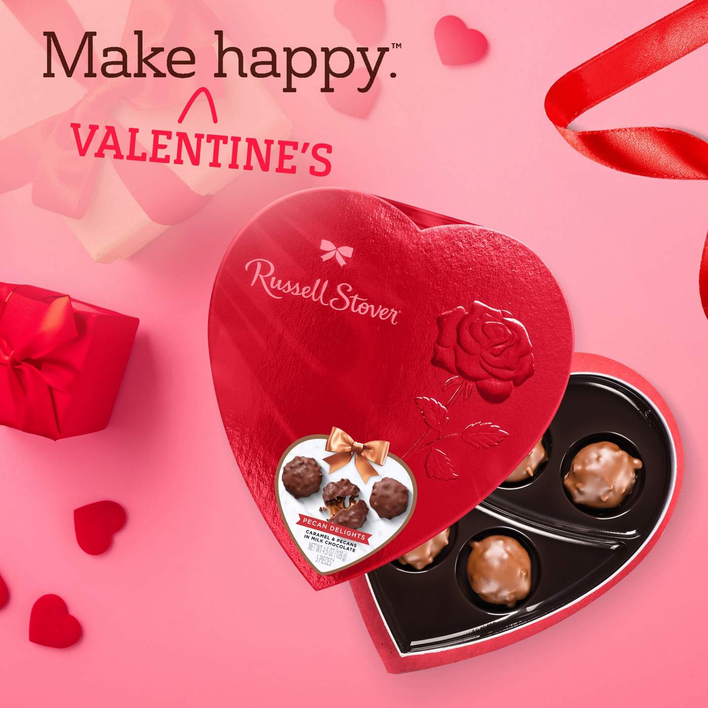 Russell Stover Pecan Delights Red Foil Valentine's Heart Gift Box, 5 pc; image 7 of 7