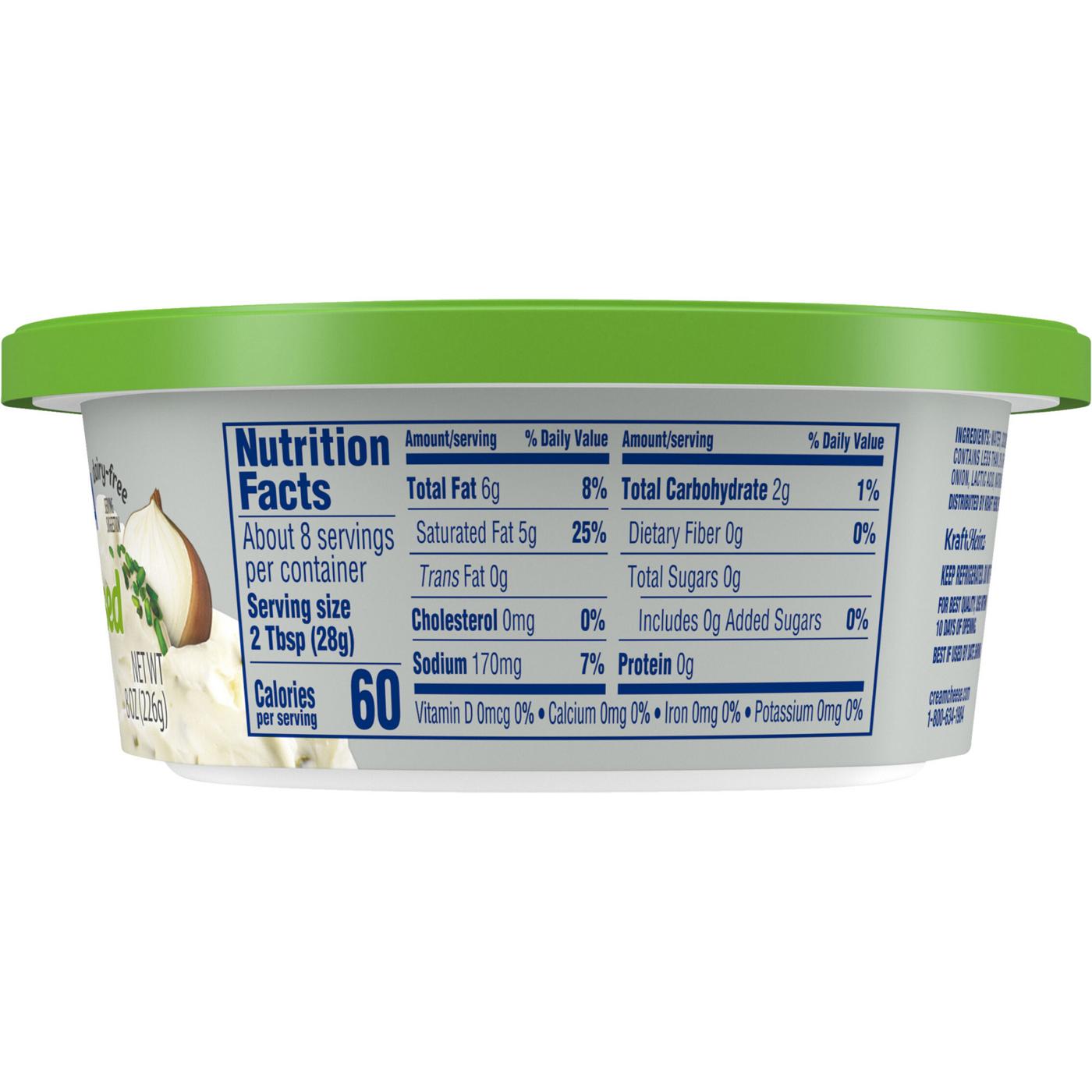 Philadelphia Plant-Based Dairy Free Chive & Onion Cream Cheese Spread, 8 oz Tub; image 5 of 9