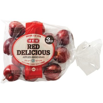 H-E-B Fresh Red Delicious Apples, 3 lb Bag