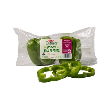 H-E-B Organics Fresh Green Bell Peppers, 2 ct