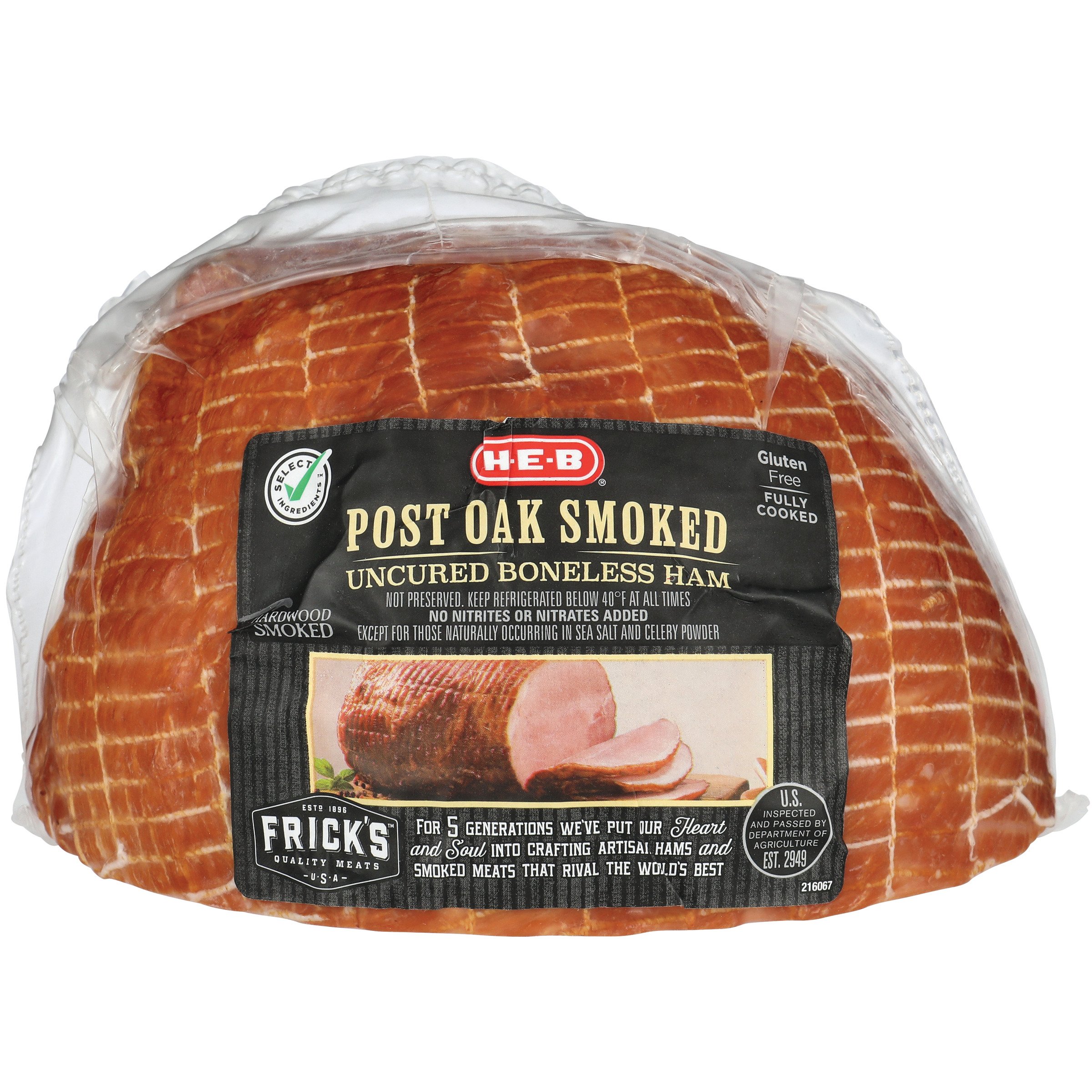 HEB Post Oak Smoked Boneless Uncured Half Ham Shop Pork at HEB