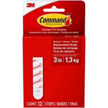 Command Medium Replacement Strips - White, 12 pk