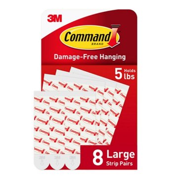 Command Large Refill Strips - White, 6 pk