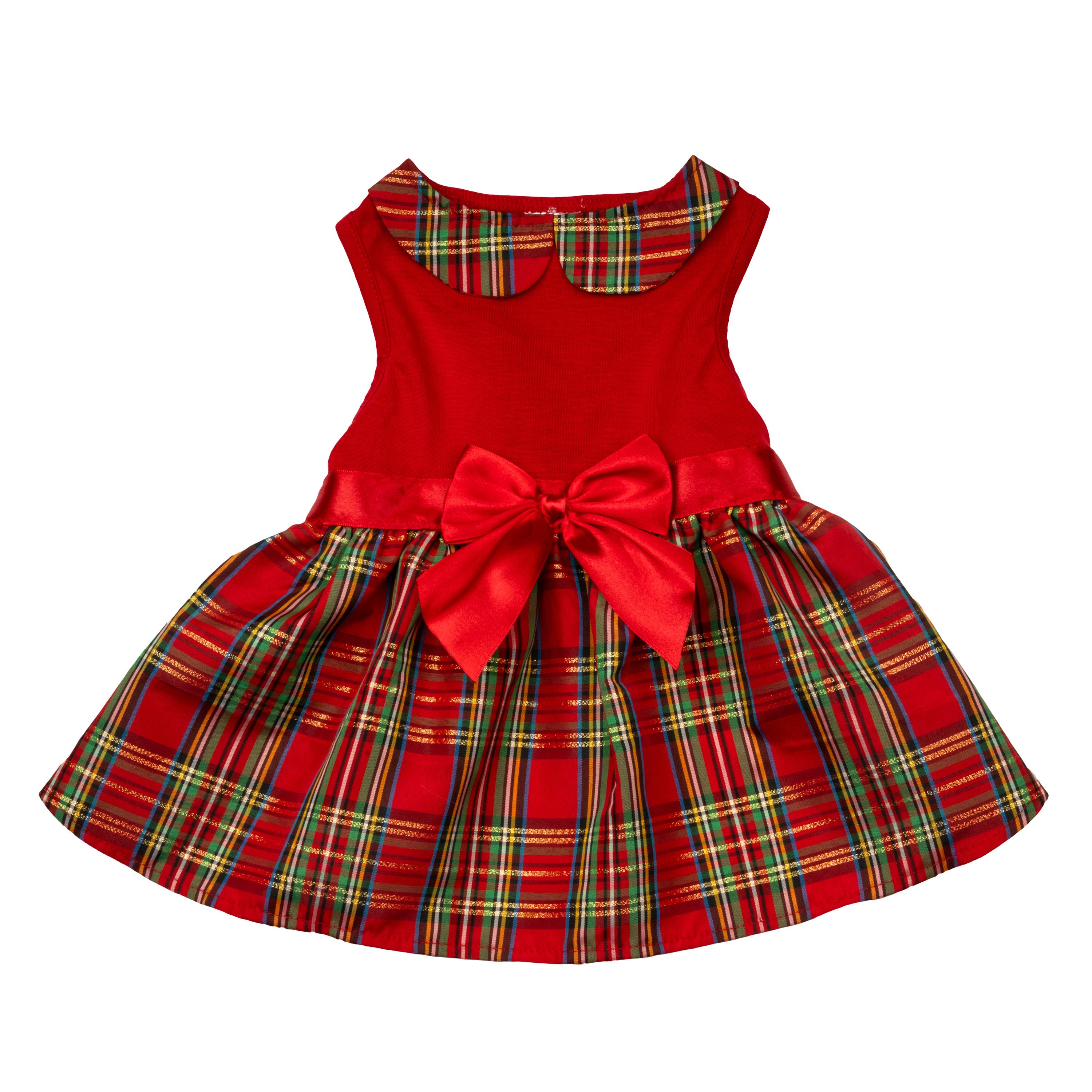 Simply Dog Red Plaid Collar Bow Dress Large Shop Clothes at HEB
