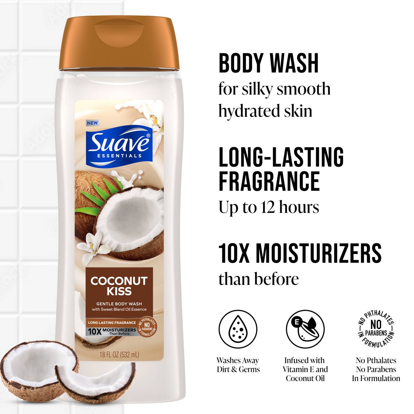Suave Essentials Gentle Body Wash - Coconut Kiss; image 2 of 5