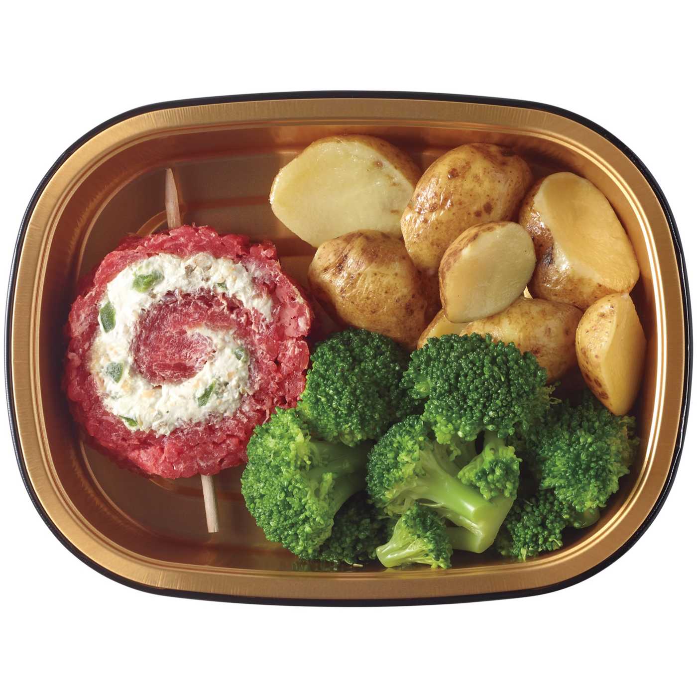 Meal Simple by H-E-B Jalapeno Popper-Stuffed Beef Flank Steak Pinwheel, Potatoes & Broccoli; image 1 of 4