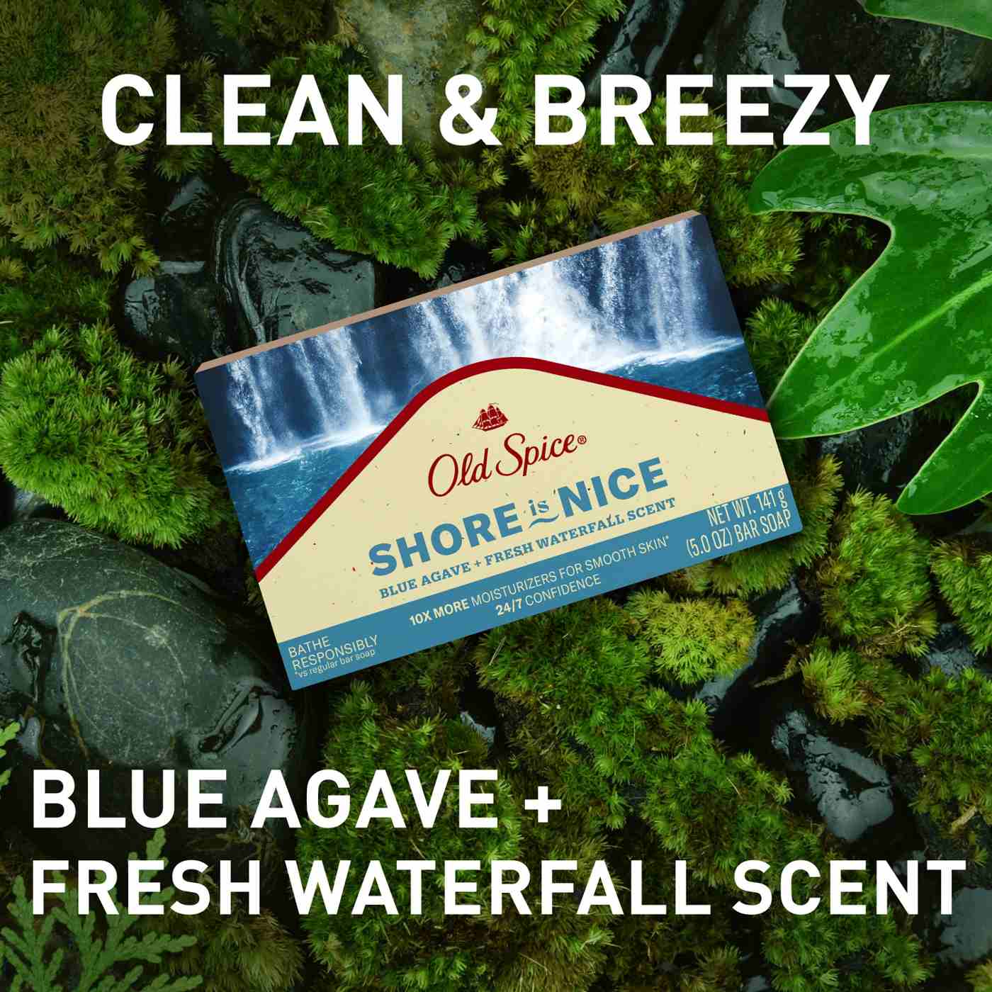 Old Spice Shore Is Nice  Bar Soap - Blue Agave Fresh Waterfall; image 4 of 9