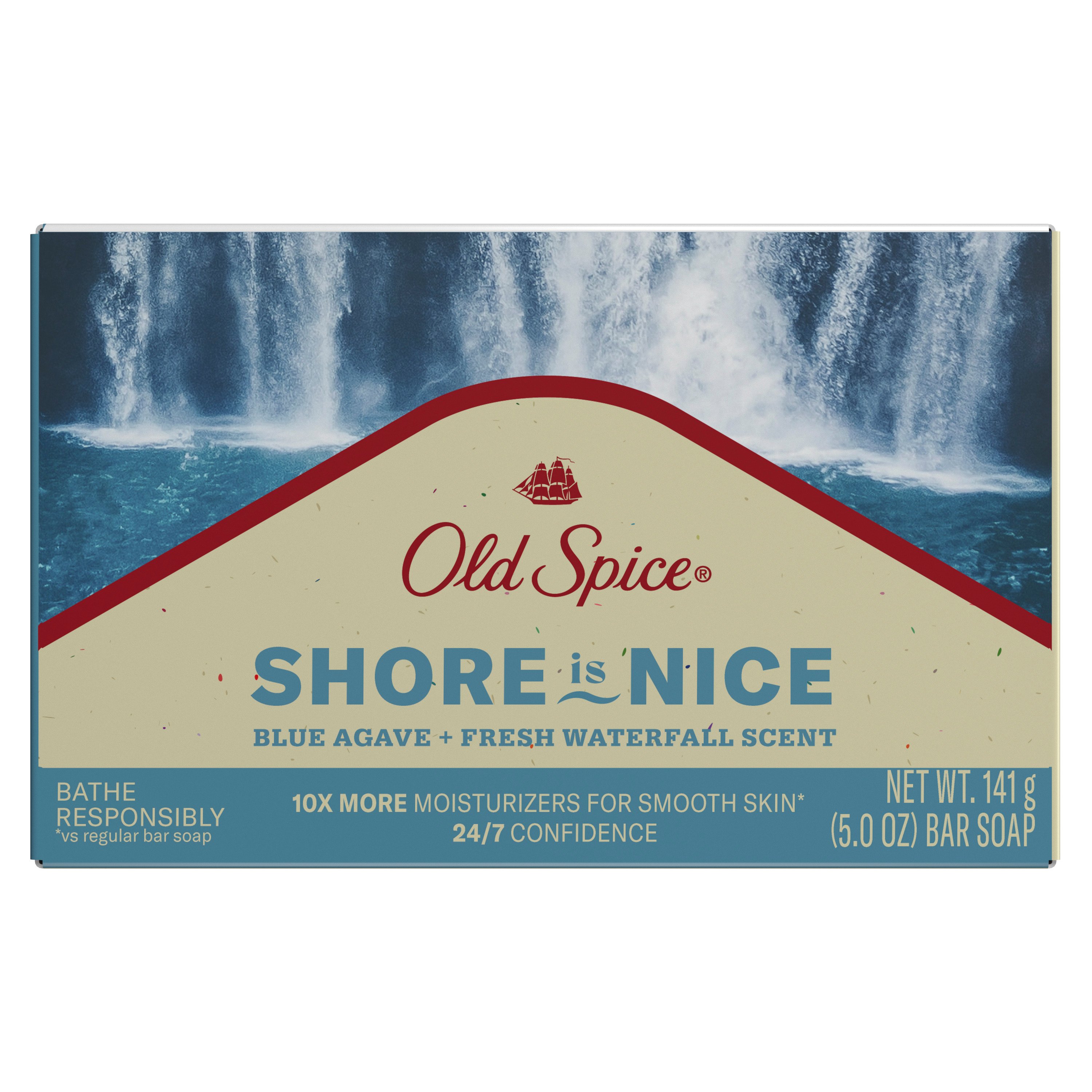 Old Spice Shore Is Nice Bar Soap - Blue Agave Fresh Waterfall, image size:3000x3000