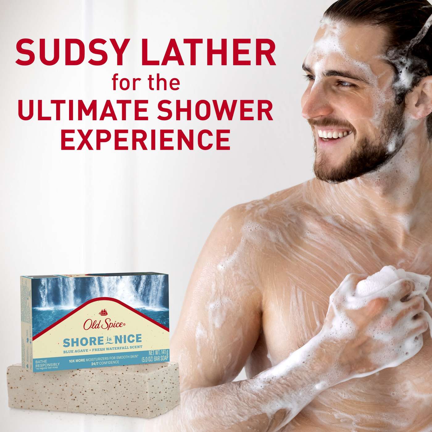 Old Spice Shore Is Nice  Bar Soap - Blue Agave Fresh Waterfall; image 9 of 9