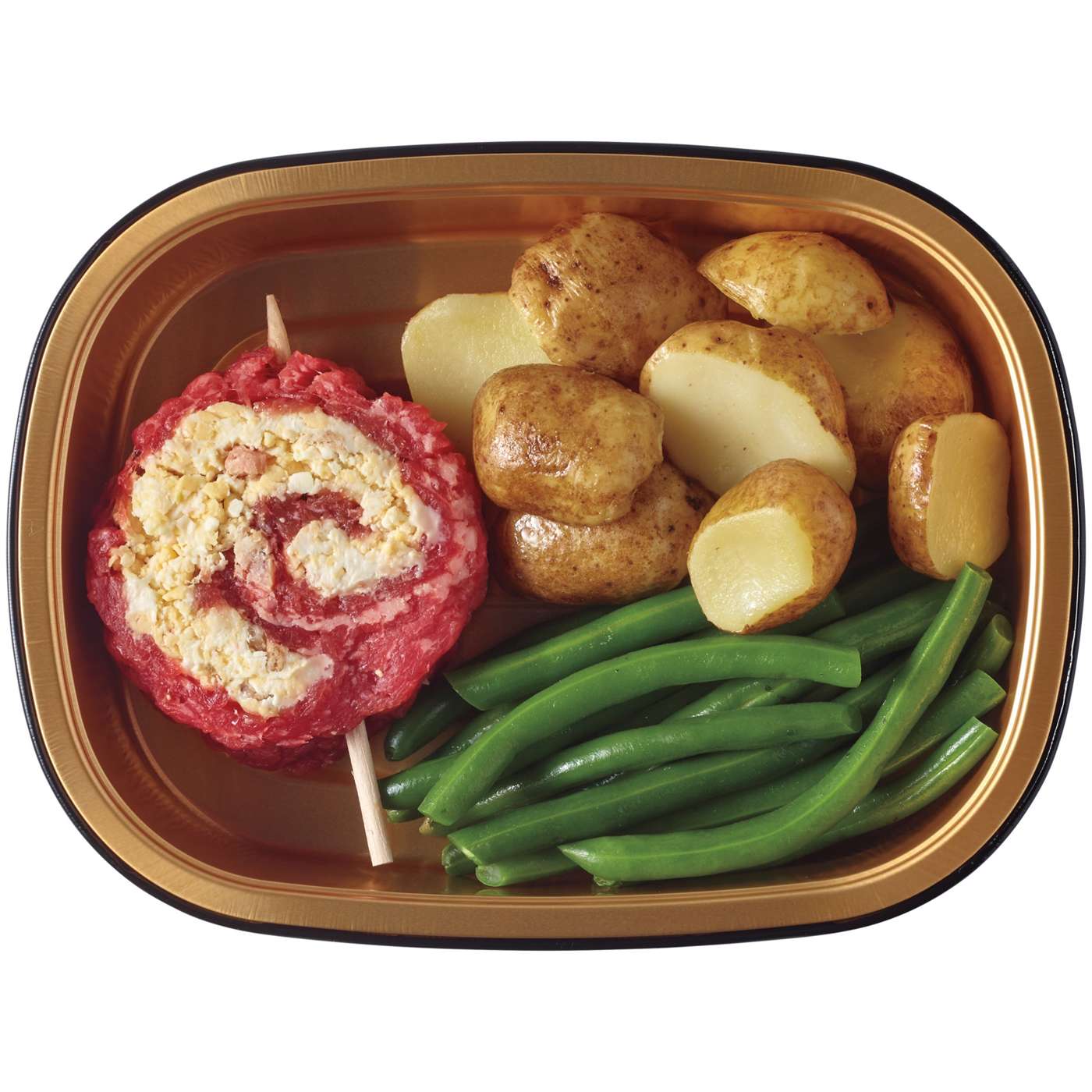 Meal Simple by H-E-B 3 Cheese & Uncured Bacon-Stuffed Beef Flank Steak Pinwheel, Potatoes & Green Beans; image 1 of 4