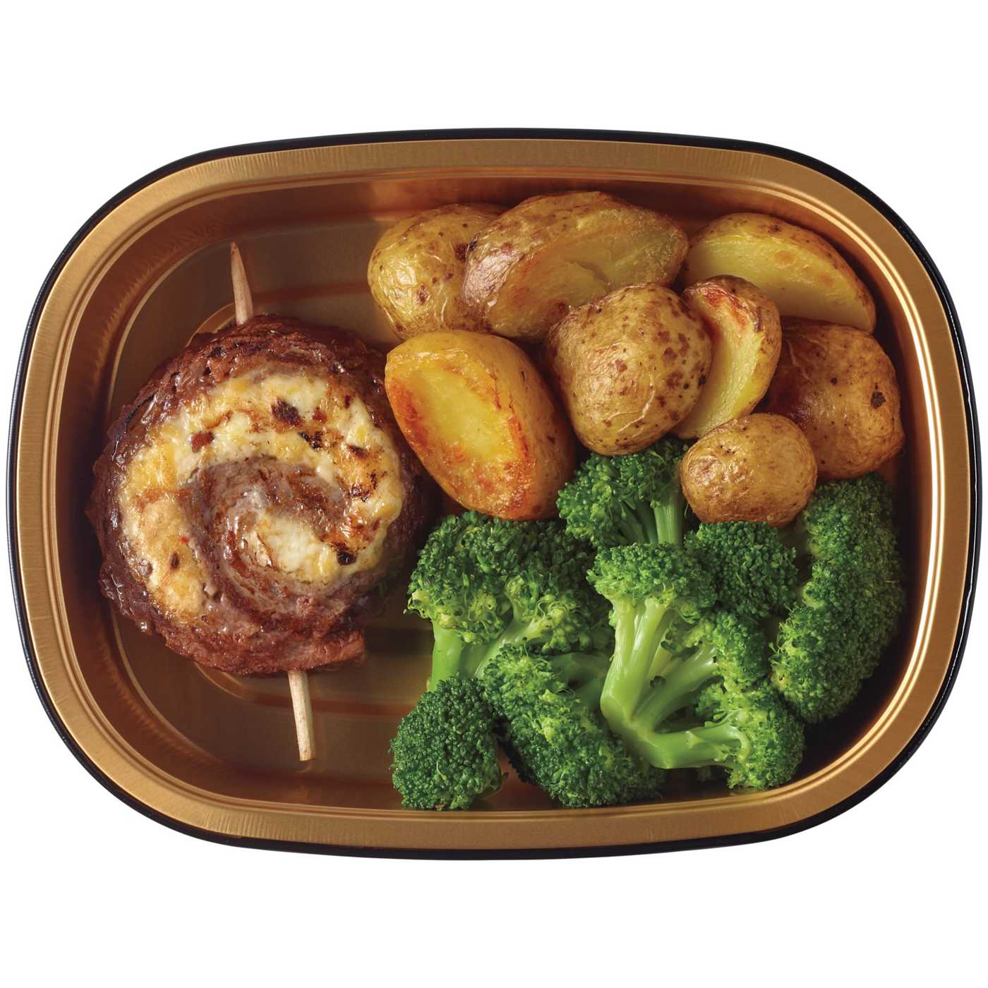 Meal Simple by H-E-B 3 Cheese & Uncured Bacon-Stuffed Beef Flank Steak Pinwheel, Potatoes & Broccoli; image 2 of 4