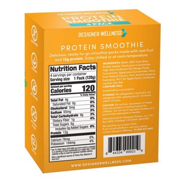 Designer Wellness 12g Protein Smoothies 4 pk - Peach Mango